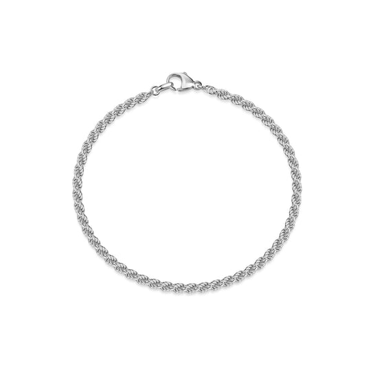 Silbernes Rope Chain Armband mit gedrehter Kordelstruktur und Karabinerverschluss, handgefertigt in Pforzheim